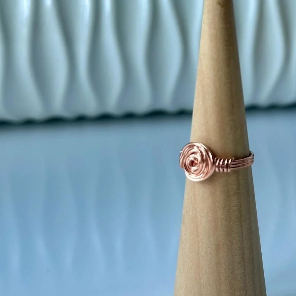 Copper Wire Wrap Rose Ring